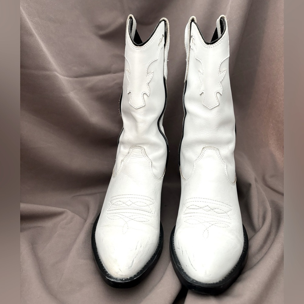 ROC BOOT AUSTRALIA LEATHER INDIO WESTERN SNIP TOE VAMP STITCHING SIDE PULL SZ 6